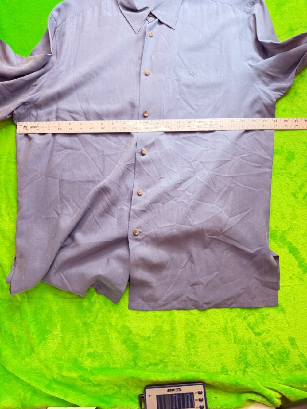 Barry Bricken Mens Silk Blend Camp Shirt Sz XL Gray-Blue - Picture 6 of 8